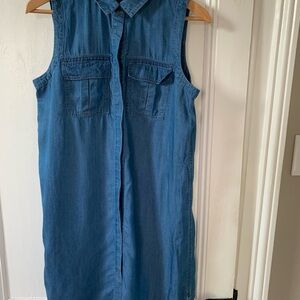 Sleeveless tencel shirt dress